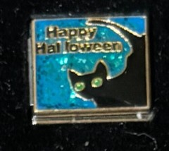 Happy Halloween Black Cat Wholesale Italian Charm Enamel Link 9MM K45-2 - £11.57 GBP