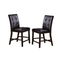 Upholstered Counter Height Chairs in Espresso Finish, Set of 2 - £158.00 GBP