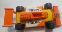 Vintage 1979 Tonka Orange &amp; Yellow Indy Race Car #5 Plastic 4&quot; long - £10.92 GBP