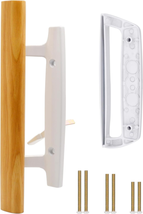 Sliding Glass Patio Door Handle Replacement Set with Oak Wood inside Handles and - £29.88 GBP