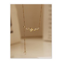 18K Gold  Star Crystal Panel Drop Necklace  vermeil, Misomma, stylish - £33.67 GBP