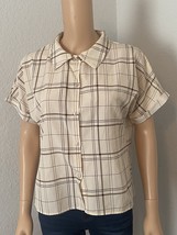 SHEIN  Womens Shirt Button Down Blouse Brown/cream size Small - $7.83