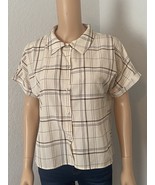 SHEIN  Womens Shirt Button Down Blouse Brown/cream size Small - $6.00