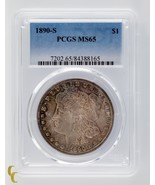 1890-S Silver Morgan Dollar $1 PCGS Graded MS 65 - £1,104.29 GBP