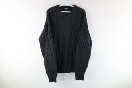 Vtg Nautica Mens Large Blank Wool Cashmere Blend Chunky Knit Dad Sweater Gray - £55.35 GBP