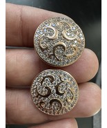 585 14K RG Stamped Gold Medallion Shield Zircon Stud Earrings - $56.83 CAD