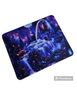 Computer Desk Mouse Pad Waterfall Scene Blues Purples House In The Woods... - $4.94