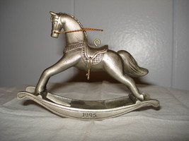 An item in the Collectibles category: Hallmark Cards 15th Anniv Pewter Rocking Horse Ornament 1995