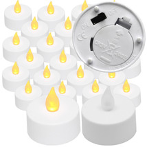 24 x New Amber colored Flickering No-Flame LED candle tealight set for p... - £21.96 GBP