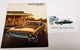 VINTAGE 1970 CHEVROLET NOVA SHOWROOM SALES BROCHURE W/  CHEVY PAINT CARD - $14.25