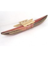 Hand Carved Wood Outrigger Canoe Fuji Catamaran Polynesian Style Boat 12.5&quot; - $16.78