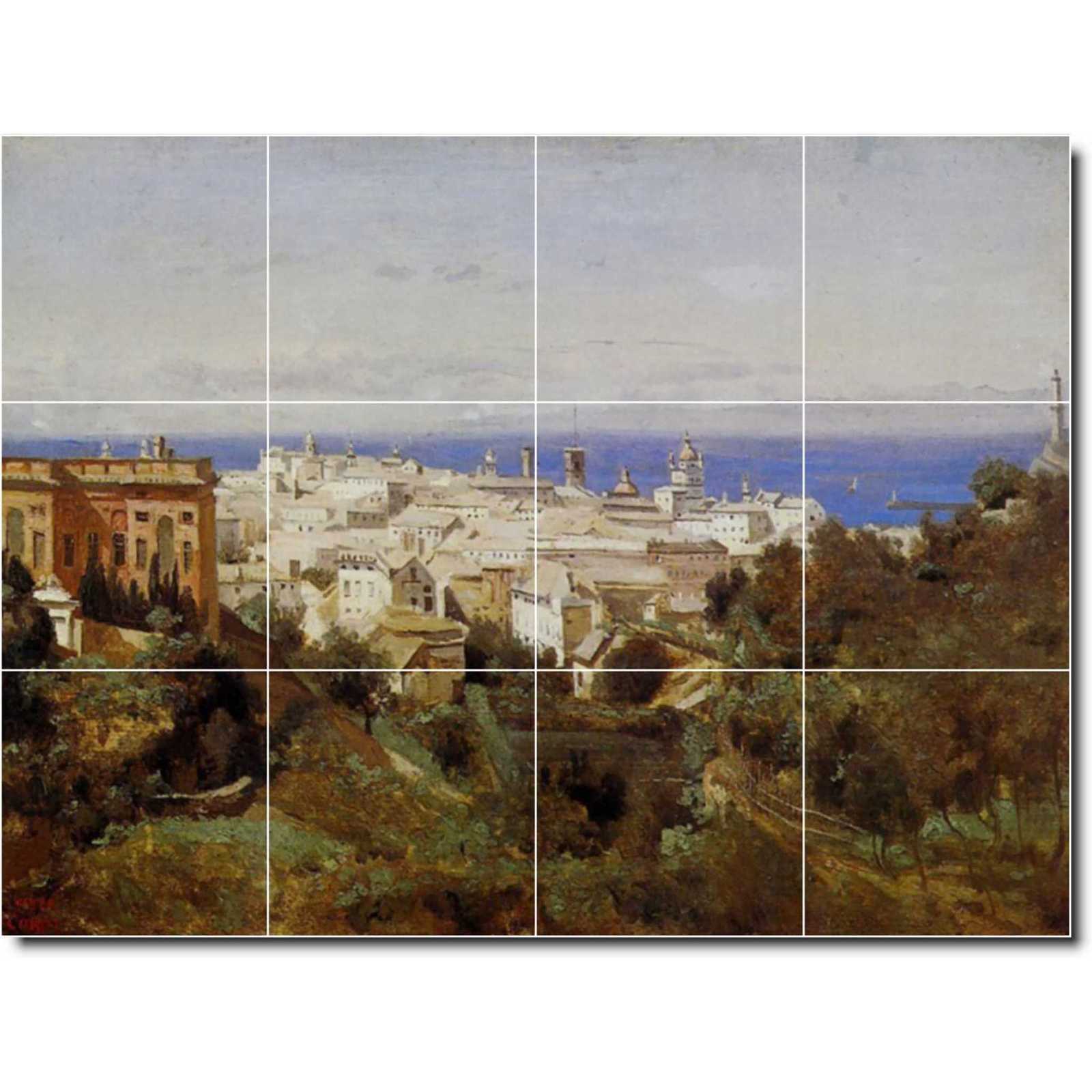 Corot jean view of genoa from the promenade of acqua sola