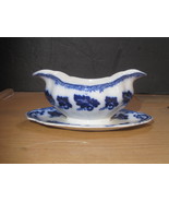 Johnson Brothers England 1 x Gravy Boat Normandy Flow Blue With Under Plate - $115.09 CAD