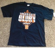 Boys Detroit Tigers Baseball Tee Blue Short Sleeve Adidas Crew Vintage Shirt- XL - £5.45 GBP