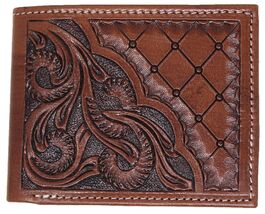 Men's Western Bifold Wallet Handcrafted Floral Tooled Leather 18FKBifold - $34.64+