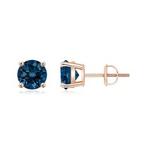 ANGARA Natural 1.9 Ct AAAA-Grade Round London Blue Topaz Studs in 14K Solid Gold - £316.34 GBP