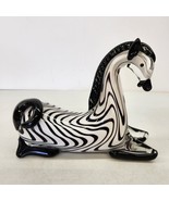 Zebra Hand Blown Glass Art Statue Figurine Very Heavy 8.5x7&quot; Murano Styl... - £41.66 GBP
