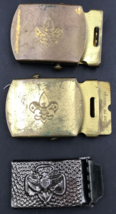 Lot of Three (3) Vintage BSA Boy Scouts Belt Buckles USA Brass - £14.78 GBP