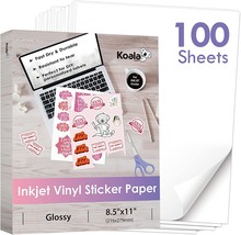 Koala Printable Vinyl Sticker Paper For Inkjet Printers - 100 Sheets, Re... - £0.00 GBP