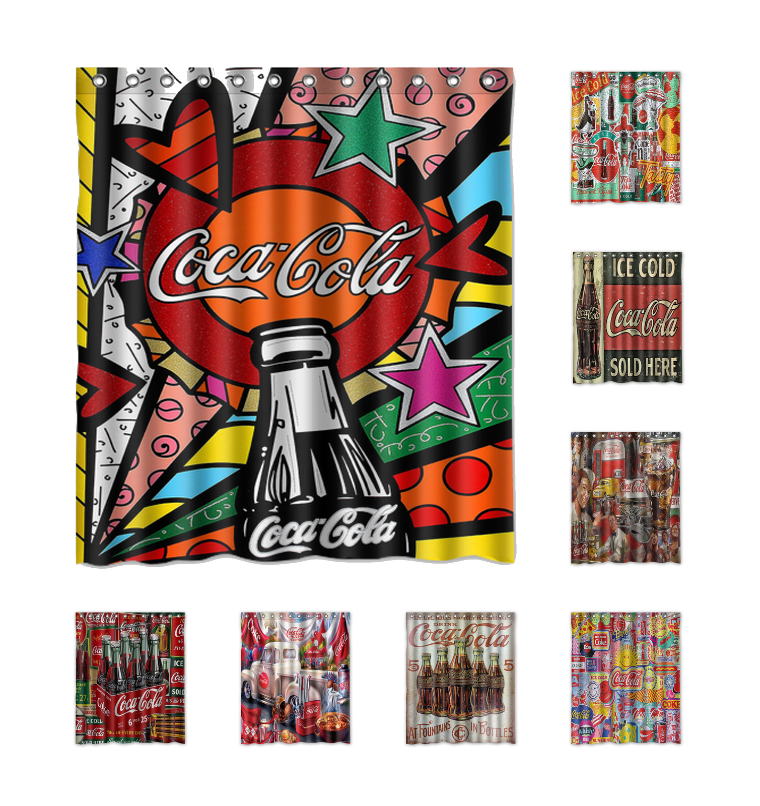 Many Vintage Coca Cola Custom Waterproof Polyester Shower Curtain 4 size - $30.00+
