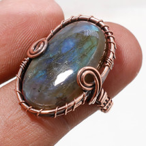 Blue Fire Labradorite Gemstone Fashion Copper Wire Wrap Ring Jewelry 6&quot; SA 354 - £4.00 GBP