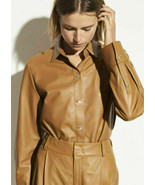 Women&#39;s Leather Shirt Real Lambskin Decent Stylish Party Elegant Casual ... - $147.31 CAD
