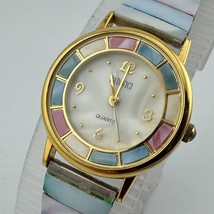 Vintage Badavic Quartz Watch Women Mother of Pearl Gold Tone Stretch New... - $442.96 MXN