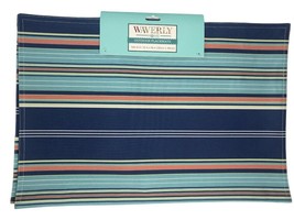 Waverly Blue Striped Fabric Placemats Set of 4 Indoor Outdoor Beach Summer Home - £23.10 GBP