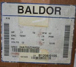 Baldor 24A703Z248G2 General Purpose Gear Motor 12 Volts 83 RPM New Old Stock image 2