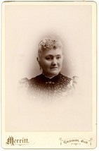 Circa 1890&#39;S Cabinet Card Elderly Woman Victorian Dress Merritt Galesburg, Il - £7.43 GBP