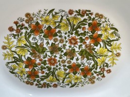 Corelle Indian Summer Flowers 12&quot;x10&quot; Replacement Chop Serving Plate Platter Vtg - £11.78 GBP