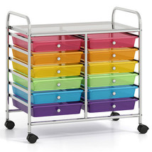 12 Drawers Rolling Storage Cart for Home and Office-Transparent Multicol... - $129.49