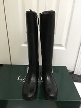 NIB 100% AUTH Ralph Lauren Bernadine Black Leather Wide-Calf Riding Boots Sz 5B - £85.45 GBP