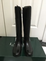 NIB 100% AUTH Ralph Lauren Bernadine Black Leather Wide-Calf Riding Boot... - £85.27 GBP