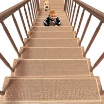Durable 15PCS Beige Rubber Backing Stair Treads - Easy, Residue Free Ins... - $141.52