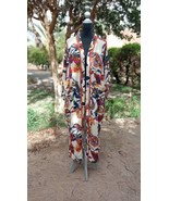 Bohemian silk printed half long sleeve summer beach wear, long kimono ca... - £125.55 GBP