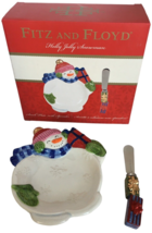 Fitz and Floyd Holly Jolly Snowman Christmas Snack Plate Cheese Spreader... - $29.99