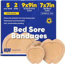5 CT Mixed Bed Sore Bandages - 7"X7" &amp; 9"X9" Waterproof Sacral Foam Dres... - $32.09