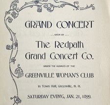 1899 Redpath Grand Concert Victorian Program Greenville NH Womans Club D... - £79.00 GBP