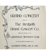 1899 Redpath Grand Concert Victorian Program Greenville NH Womans Club D... - £78.55 GBP