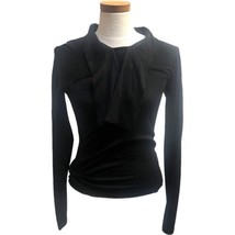 Valentino Roma 100% Merion Wool Women&#39;s Sweater Black Pullover Tie Top J... - £55.00 GBP