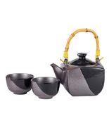 Celestial Black And Gray Matte Reactive Glaze 32oz Teapot With 2 Tea Cup... - $767.50 MXN