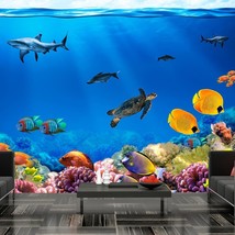 Tiptophomedecor Peel and Stick Animal Wallpaper Wall Mural - Underwater World an - £47.94 GBP+