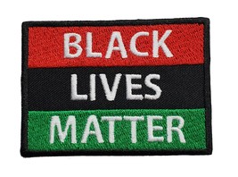 Pan African Flag Black Lives Matter Embroidered Iron On Patch Hook &amp; Loop BLM Ra - £3.96 GBP