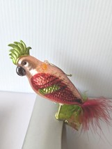 Vintage Mercury Glass Parrot Cockatiel Clip-on Ornament Christmas Colorful Shine - £58.54 GBP