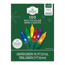 HOLIDAY TIME 72-284 100CT MULTICOLOR MINI LIGHTS LED 19.5' - NEW! - $5.98