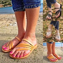 Women Summer Open Toe Breathable Beach Sandals Rome Casual Slip-On Flat Shoes - £17.85 GBP