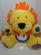 Kids II plush lion sun rattle mirror teething rings baby toy yellow blue orange  - £8.15 GBP