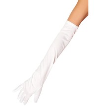 White Satin Gloves Mid Arm Elbow Length Stretch Costume Dress Up Dance 1... - $13.85