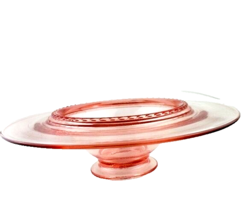 Pink Depression Glass Console Bowl Ribbed Rim - £18.20 GBP